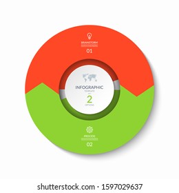 Infographic process chart. Design template with 2 circular arrows. Cycle diagram that can be used for report, business infographics, data visualization and presentation.