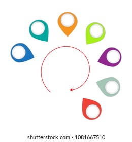 Infographic process chart. Template for diagram and presentation. Infographics elements 7 steps. Vector illustration