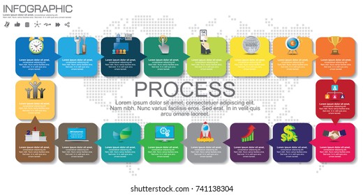 Infographic process design vector and marketing icons can be used for workflow layout, diagram, report, web design. Business concept with options, steps or processes.