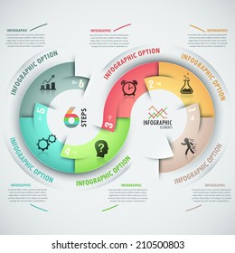 Infographic Process Template with Labyrinth Style Arrow and icons. Vector. Can be used for web design and workflow layout