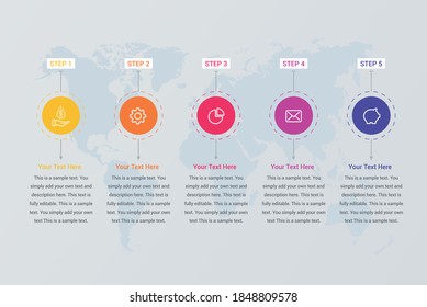 Infographic Process Thin Line With 5 Options Vector Image
