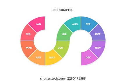 Infographic project 12 months. Vector illustration.