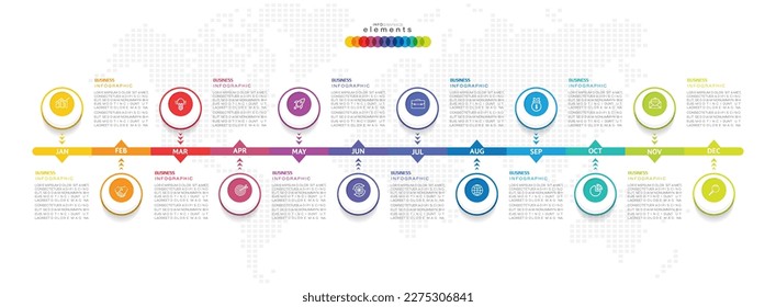 infographic Project timeline graph for 12 months modern diagram calendar, presentation vector infographic.