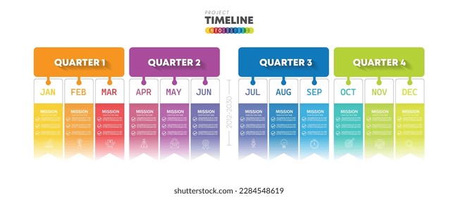 infographische Projekt-Zeitstrahl-Grafik für 12 Monate moderne Diagramm Kalender, Darstellung Vektorgrafik.