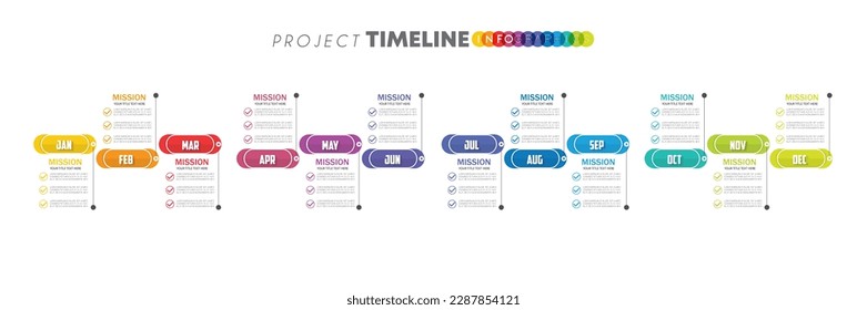 infographic Project timeline graph for 12 months modern diagram calendar, presentation vector infographic.