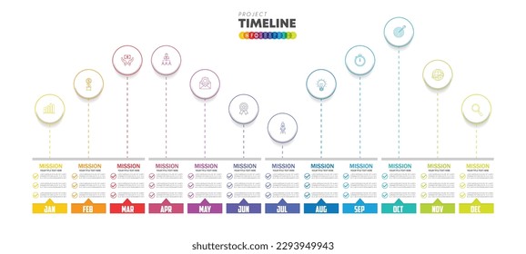 infographic Project timeline graph for 12 months modern diagram calendar, presentation vector infographic.