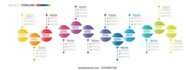 infographic Project timeline graph for 12 months modern diagram calendar, presentation vector infographic.