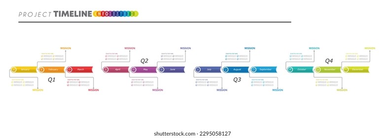 infographic Project timeline graph for 12 months modern diagram calendar, presentation vector infographic.