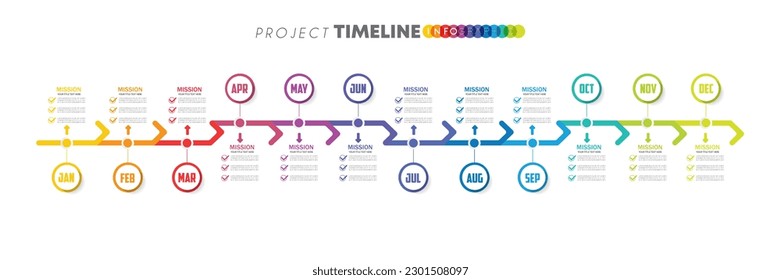 infographic Project timeline graph for 12 months modern diagram calendar, presentation vector infographic.