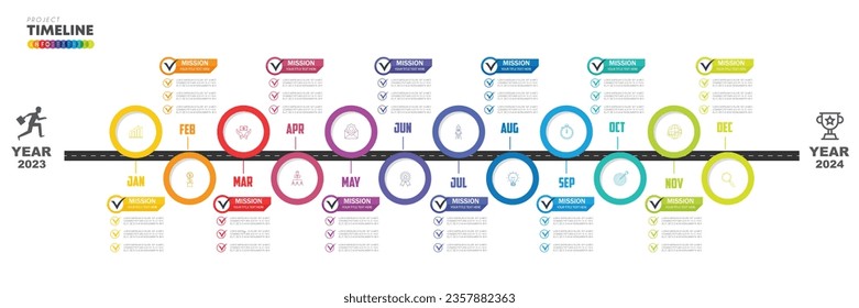infographic Project timeline graph for 12 months modern diagram calendar, presentation vector infographic.