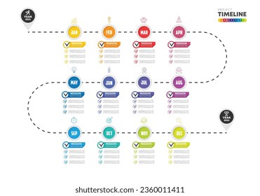 infographic Project timeline graph for 12 months modern diagram calendar, presentation vector infographic.