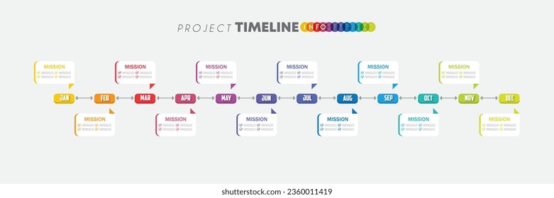 infographic Project timeline graph for 12 months modern diagram calendar, presentation vector infographic.