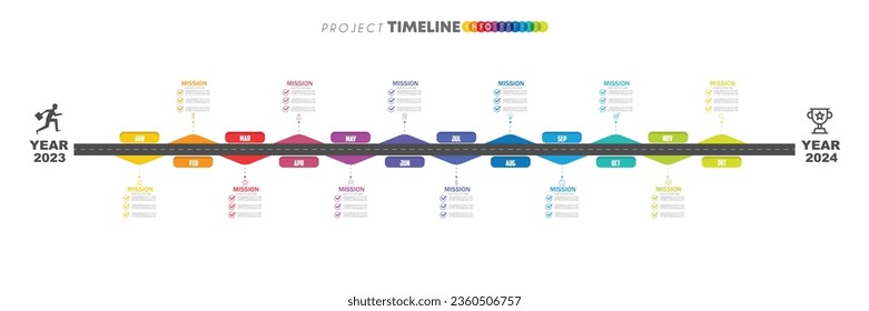 infographic Project timeline graph for 12 months modern diagram calendar, presentation vector infographic.
