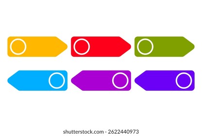 Infographic promotion with six colorful tags featuring white circles.