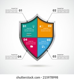 Infographic with protection shield on the white background. Eps 10 vector file.