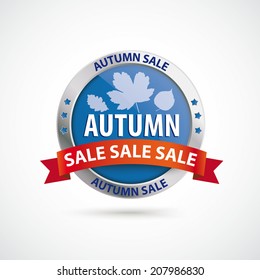 Infographic with protection shield and text Autumn Sale on the white background. Eps 10 vector file.