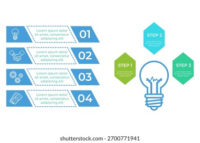 Infographic providing clear guide for creating effective visual presentation. Four main steps illustrating process with simple icons and descriptions
