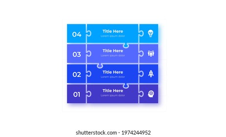 Infographic puzzle design template. Modern vector illustration. Concept of 4 steps or options of business process.