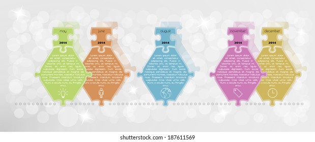 infographic puzzle timeline vector on gray gradient background