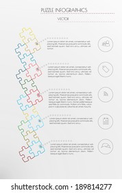 infographic puzzle vector on gray gradient background