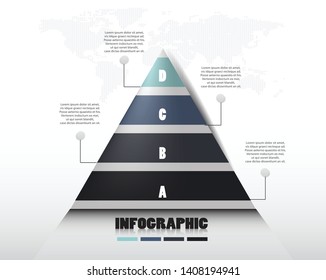 Infographic pyramid with 4 step and business icons vector design eps.10