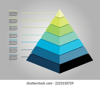 infographic pyramid chart for business template for 7 element