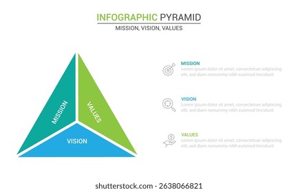 infographic pyramid mission vision values vector eps10 white background