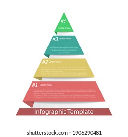 Infographic Pyramid. The Triangle Diagram Is Divided Into 4 Parts.
Business Strategy, Project Development Schedule, Or Training Stages. Flat Design.