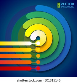Infographic rainbow 3d circle shapes 5 options chart on dark blue background. RGB EPS 10 vector illustration