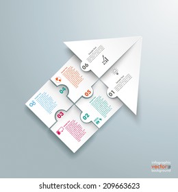 Infographic with rectangle puzzle pieces on the grey background. Eps 10 vector file.