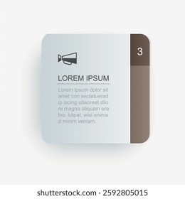 Infographic rectangular paper index with 3 vector data template that can be used in information designs on white background.
