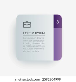 Infographic rectangular paper index with 8 vector data template that can be used in information designs on white background.
