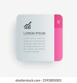 Infographic rectangular paper index with 9 vector data template that can be used in information designs on white background.
