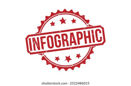 Infográfico carimbo vermelho sobre fundo branco. Sinal de selo infográfico. Carimbo infográfico.