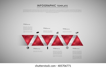 infographic with red triangle crystals, design element