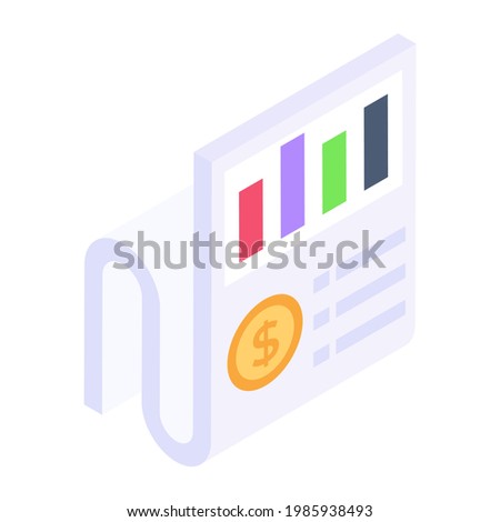 Infographic report icon in isometric design