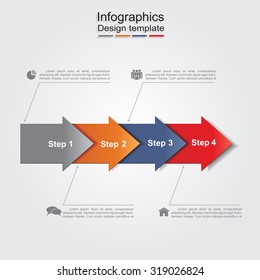 Infographic report template with arrows and icons. Vector illustration