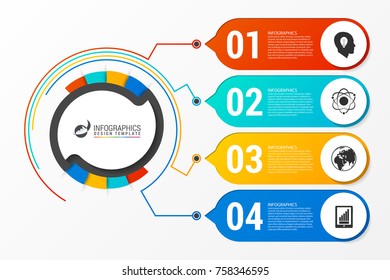 Infographic report template Business concept with 4 steps. Vector illustration