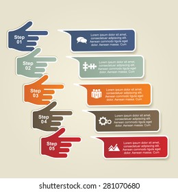 Infographic report template with hands. Vector illustration