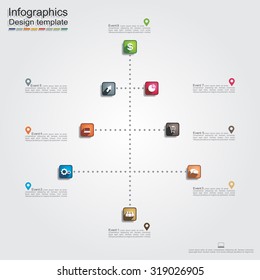 Infographic report template with lines and icons. Vector illustration