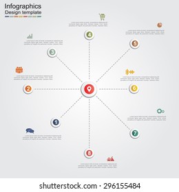 Infographic report template with text and icons. Vector illustration