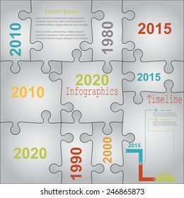 Infographic report templates in puzzle jigsaw elements grey. Vector illustration.