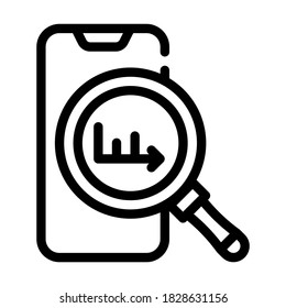 infographic research on mobile screen line icon vector. infographic research on mobile screen sign. isolated contour symbol black illustration