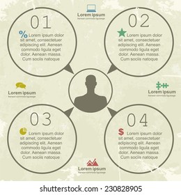 Infographic retro design element layout. Vector illustration