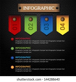 Infographic ribbon colorful and leather black background