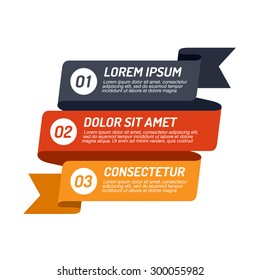 Infographic Ribbon Design Element. Template For Diagram, Graph, Presentation And Chart. Business Concept With 3 Options, Parts, Steps Or Processes.