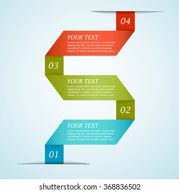 Infographic ribbon template. Can be used for workflow layout, diagram, number and step up options, web design. Infographics background.