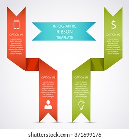 Infographic ribbon template. Can be used for workflow layout, diagram, number and step up options, web design. Infographics background.