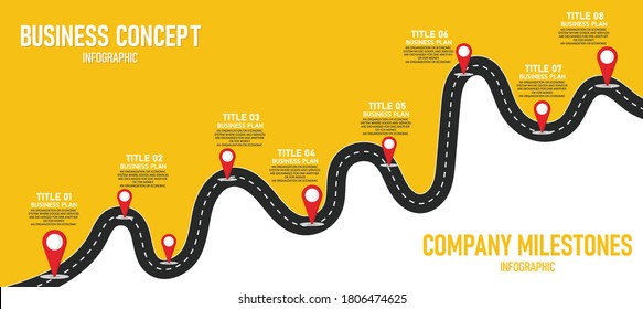 infographic road illustration Can be used for process, presentations, layout, banner,info graph There are 8 steps or layers.