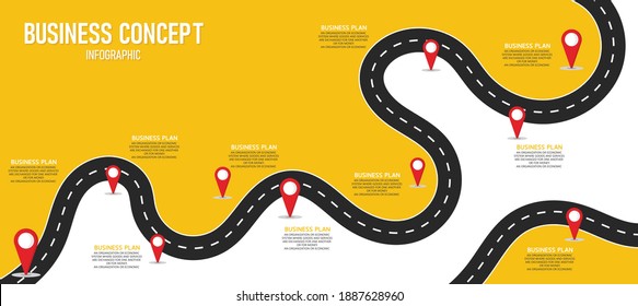 Infographic Road Illustration Can Be Used For Process, Presentations, Layout, Banner,info Graph There Are 10 Steps Or Layers.